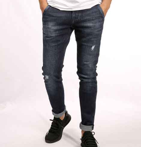 Zephyr Distressed Slim Fit Jeans - Teal