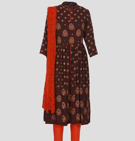Zari House Chikankari Cotton Kurti - Mustard